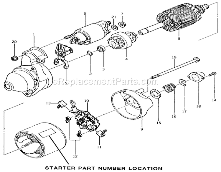 Electric Starter Diagram and Parts List for R2-17K502 1990 Toro Lawn Tractor