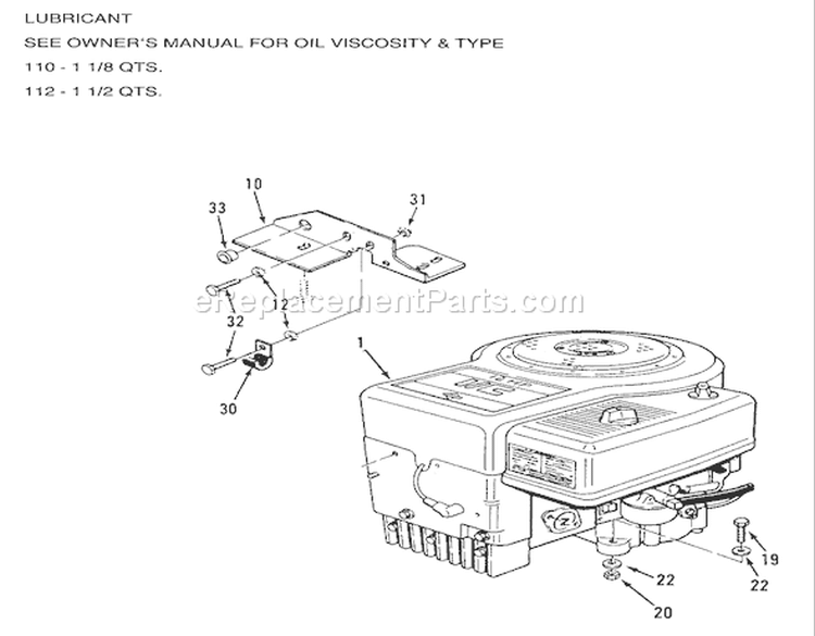 Section 6-Engines & Exhaust Systems Diagram and Parts List for R3-10B402 1991 Toro Lawn Tractor