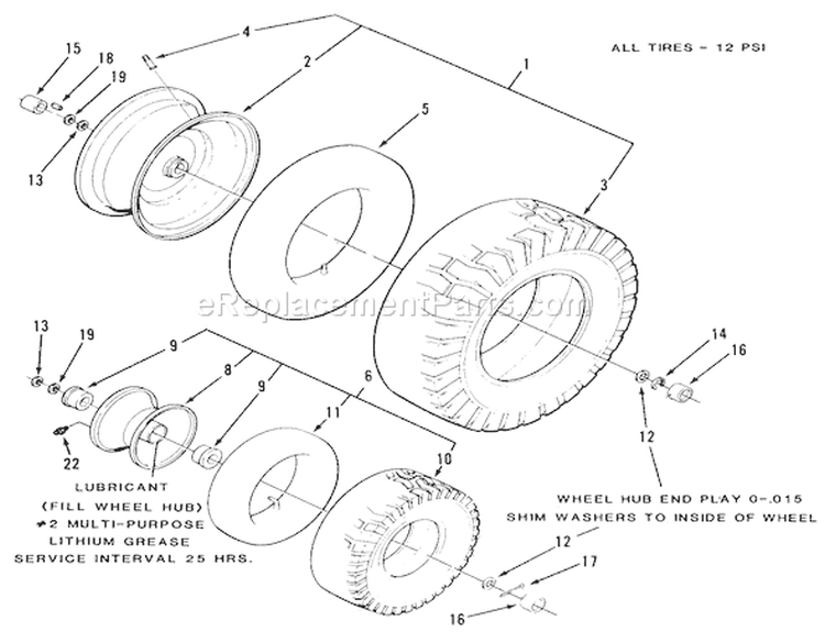 Section 9-Wheels And Tires Diagram and Parts List for R3-10B402 1991 Toro Lawn Tractor