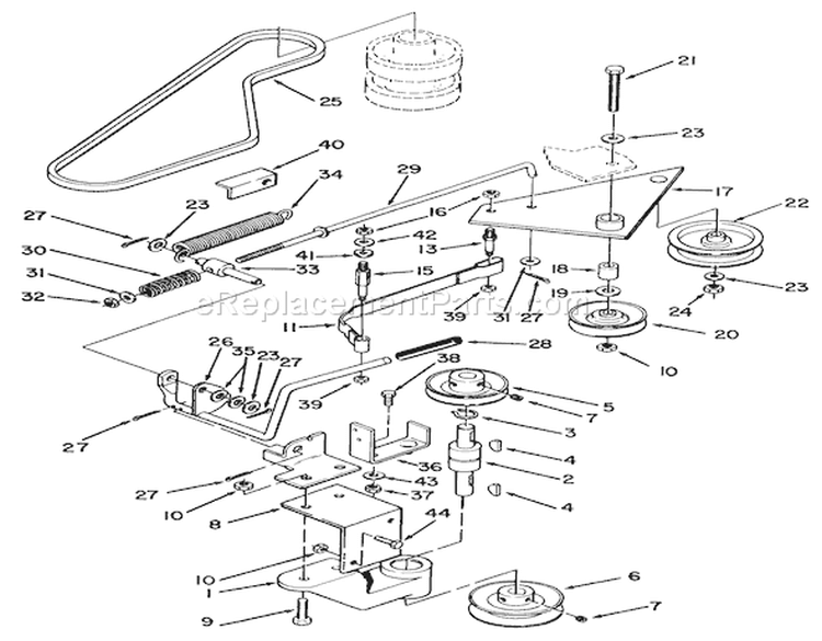 Pto Clutch, Pulleys & Control Assemblies Diagram and Parts List for R3-10B404 3900001-3999999 - 1993 Toro Lawn Tractor
