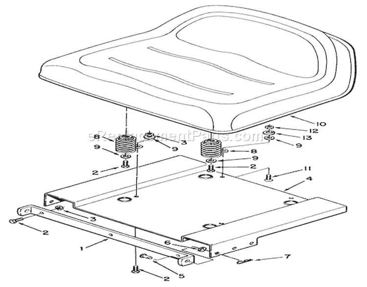 Seat & Suspension Assembly Diagram and Parts List for R3-10B404 3900001-3999999 - 1993 Toro Lawn Tractor