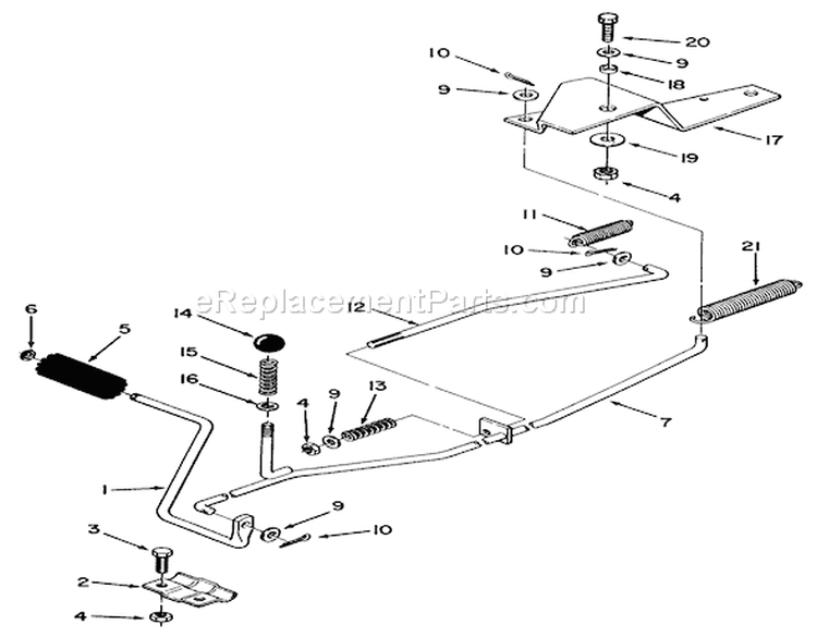 Clutch & Brake Linkage Assembly Diagram and Parts List for R3-10B404 3900001-3999999 - 1993 Toro Lawn Tractor