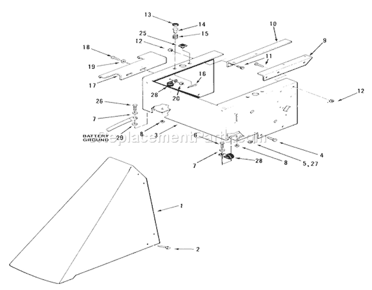 Sheet Metal Diagram and Parts List for R3-10B401 1990 Toro Lawn Tractor