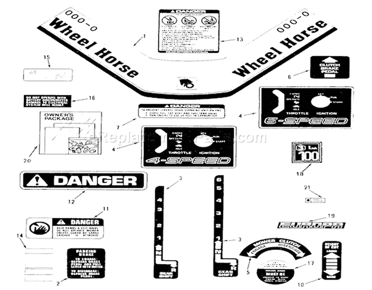 Decals And Miscellaneous Diagram and Parts List for R3-10B401 1990 Toro Lawn Tractor