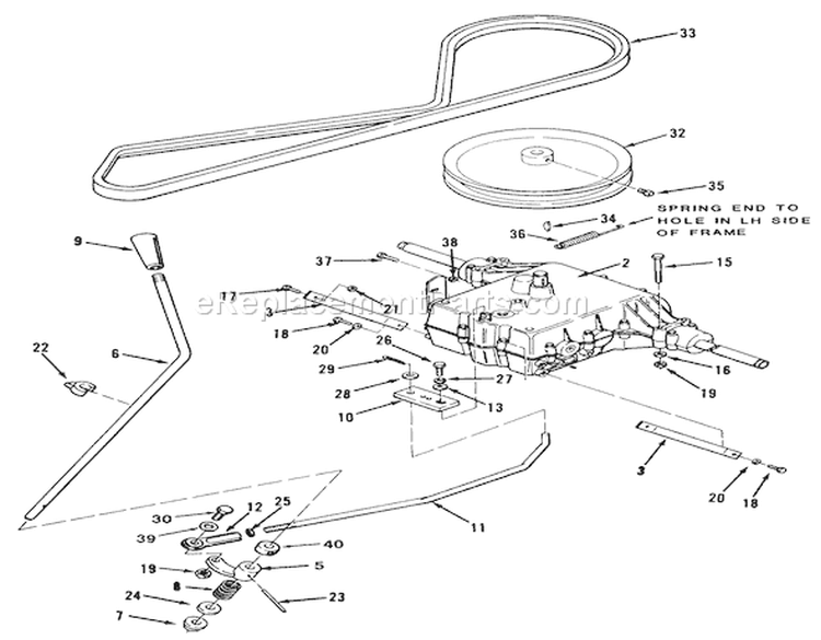 Transmission Diagram and Parts List for S2-12B502 1000001-1999999 - 1991 Toro Lawn Tractor