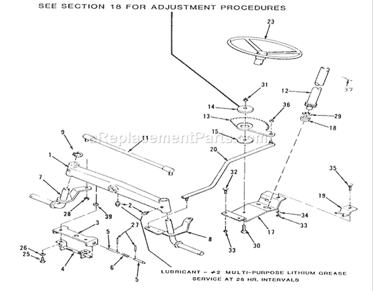 Front Axle And Steering Diagram and Parts List for R2-12B501 1990 Toro Lawn Tractor