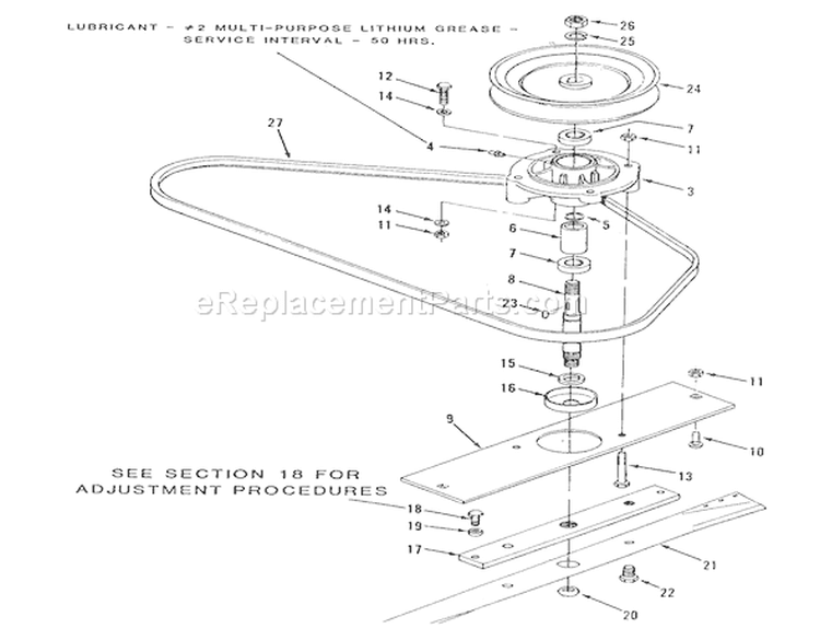 30" Mower Deck Spindle (212-5Sb, 212-Hsb) Diagram and Parts List for R2-12B501 1990 Toro Lawn Tractor