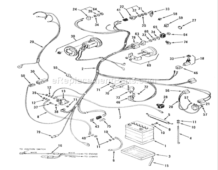 Electrical System Diagram and Parts List for R2-12B501 1990 Toro Lawn Tractor
