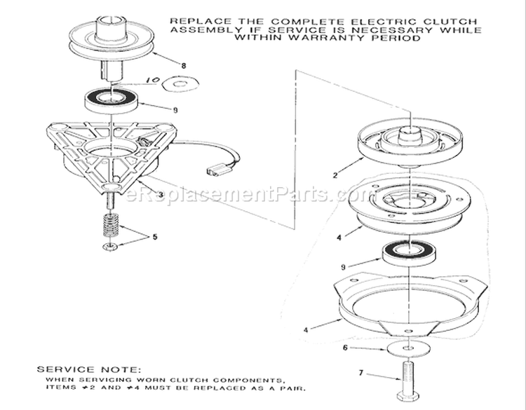 Engine Pulley And Pto Clutch Diagram and Parts List for R2-12B501 1990 Toro Lawn Tractor