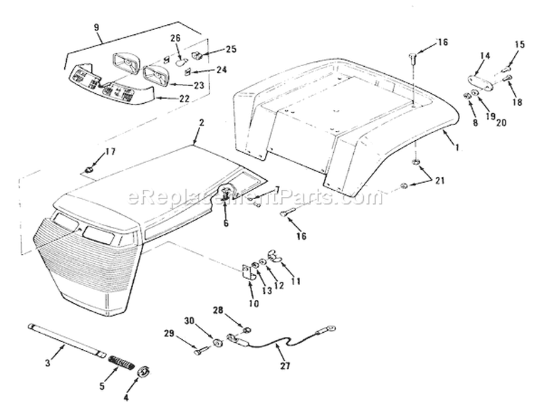 Page M Diagram and Parts List for S2-12K501 1989 Toro Lawn Tractor