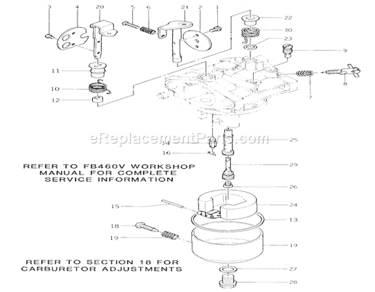 Carburetor Diagram and Parts List for S2-12K501 1989 Toro Lawn Tractor