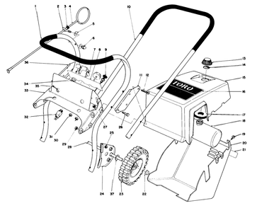 Upper Main Frame Diagram and Parts List for 38210 9000001 - 9999999 Toro Snow Blower