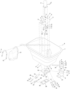 Spreader Hopper Assembly Diagram and Parts List for 33525 410231189-999999999 Toro Lawn Tractor Accessories