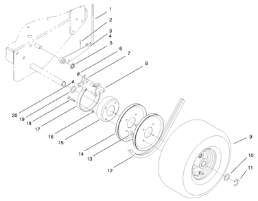 Brake, Wheel Pulley & Pulley Assembly Diagram and Parts List for 30183 990001 - 999999 Toro Lawn Tractor Accessories