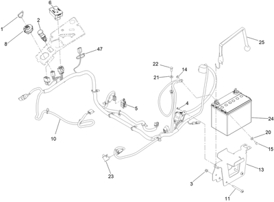 Electrical Assembly Diagram and Parts List for 77248 411435988 - 999999999 Toro Lawn Tractor