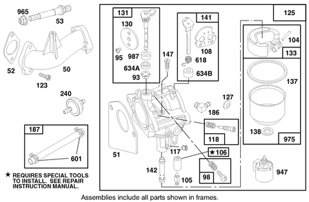 Engine Briggs & Stratton Model 28n707-0131-01 Diagram and Parts List for 71217 7900001 - 7999999 Toro Lawn Tractor