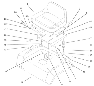 Seat Assembly Diagram and Parts List for 72115 9900001 - 9999999 Toro Lawn Tractor
