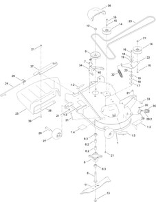 34in Deck And Decal Assembly Diagram and Parts List for 75734 414557042 - 999999999 Toro Lawn Tractor
