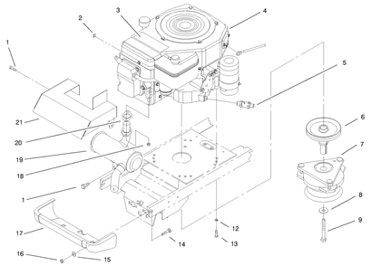 Single Cyl. Engine, Muffler, & Pto Assembly Diagram and Parts List for 72070 9900001 - 9999999 Toro Lawn Tractor