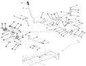 Clutch, Brake and Speed Control Linkage Diagram and Parts List for 01-14KE03 1982 Toro Lawn Tractor