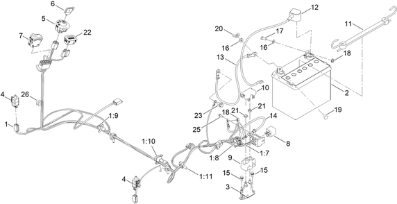Electrical Assembly Diagram and Parts List for 76530 418300000 - 418499999 Toro Lawn Tractor