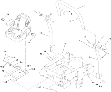Roll-Over Protection System Assembly Diagram and Parts List for 74274 (312000001-312999999)(2012) Toro Lawn Mower