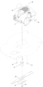 Engine And Blade Assembly Diagram and Parts List for 21770 400000000 - 411913203 Toro Lawn Mower