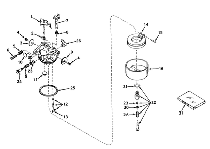 Carburetor No. 631449 Diagram and Parts List for 56036 7000001 - 7999999 Toro Lawn Tractor
