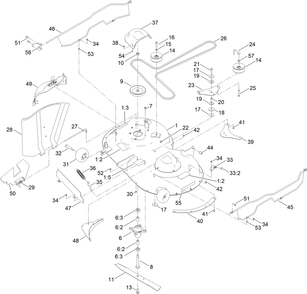 42 Inch Deck And Decal Assembly Diagram and Parts List for 74687 412456714 - 412456763 Toro Lawn Tractor