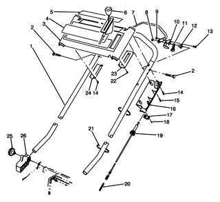 S.P. Handle Assembly Diagram and Parts List for 20907B 3900001 - 3999999 Toro Lawn Mower