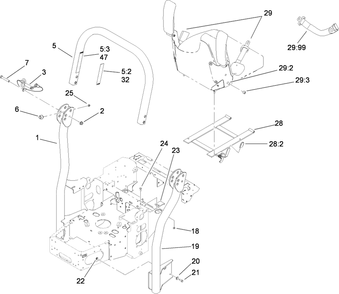 Roll-Over Protection System Assembly 1 Diagram and Parts List for 74450TE (290000001-290999999)(2009) Toro Lawn Mower