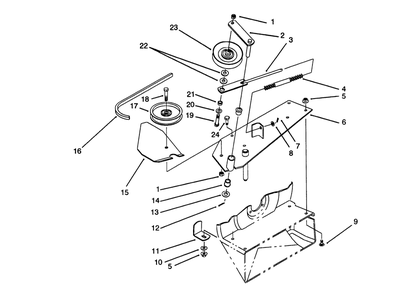 Pulley & Belt Assembly Diagram and Parts List for 79201 39000001 - 39999999 Toro Lawn Tractor Accessories