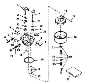 Carburetor No. 631982a Diagram and Parts List for 57305 8000001 - 8999999 Toro Lawn Tractor