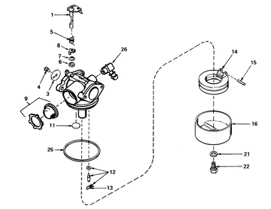 Carburetor No. 632050 (Mower Model No. 21658 And 21738)(Engine Nos. Tnt 100-10055b And Tnt 100-10056b) Diagram and Parts List for 21658 8000001 - 8999999 Toro Lawn Mower