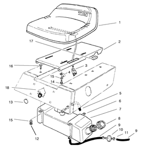 Seat & Gas Tank Assembly Diagram and Parts List for 70041 8900001 - 8999999 Toro Lawn Tractor