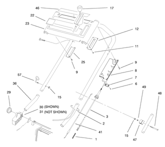 Handle Assembly Diagram and Parts List for 20823 8900001 - 8999999 Toro Lawn Mower