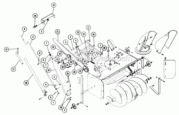 Parts List For Snow Thrower-Completing Packag 1 Diagram and Parts List for ST-326 1966 Toro Snow Blower
