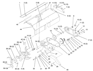 Part Location Diagram of 93-1604-01 Toro Tine-LH