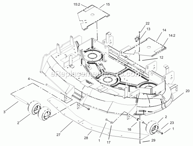 Deck And Wheel Gage Assembly Diagram and Parts List for 74177 230007001-230999999 Toro Lawn Mower