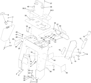 Tower And Fuel Tank Assembly Diagram and Parts List for 22972 404710000 - 404799999 Toro Lawn Tractor Accessories