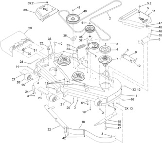 Deck Assembly Diagram and Parts List for 74925TE (313000001-313999999)(2013) Toro Lawn Mower