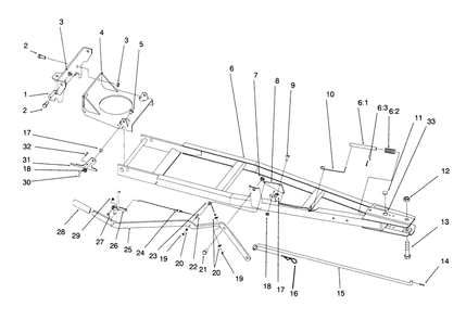 Frame And Rear Mounting Hitch Diagram and Parts List for 79252 8900001 - 8999999 Toro Lawn Tractor