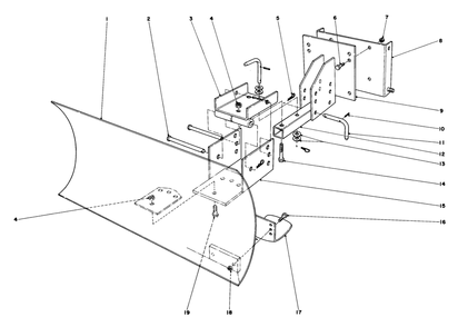 Grader Blade Assembly Model 59051 Diagram and Parts List for 38050 0000001 - 0999999 Toro Snow Blower