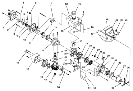Engine Assembly Diagram and Parts List for 51908 690000001 - 699999999 Toro Trimmer