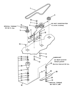 Spindle & Blade Assembly Diagram and Parts List for D5-36MR01 2000001 - 2999999 Toro Lawn Mower