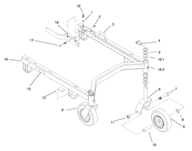 Carrier Frame Diagram and Parts List for 30543 790001 - 799999 Toro Lawn Mower