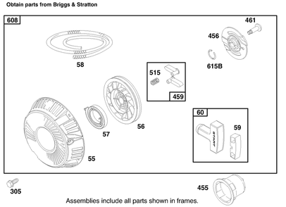 Engine Briggs & Stratton Model 303776-1188-A1 Diagram and Parts List for 30188 7900001 - 7999999 Toro Lawn Tractor Accessories