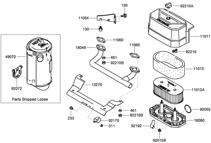 Air Filter And Muffler Assembly Diagram and Parts List for 38684 (290000001-290999999)(2009) Toro Lawn Mower