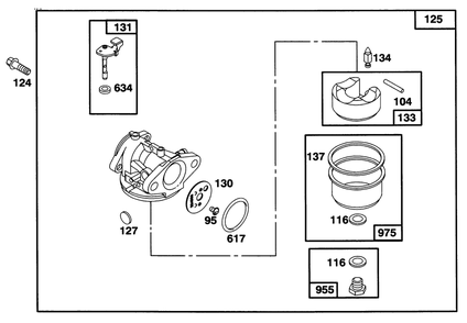 Engine Briggs & Stratton Model 128802-0615-01 Diagram and Parts List for 20461 6900001 - 6999999 Toro Lawn Mower
