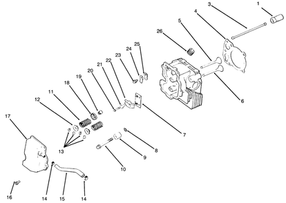 Cylinder Head, Valve & Breather Diagram and Parts List for 30157 690001 - 691407 Toro Lawn Tractor Accessories